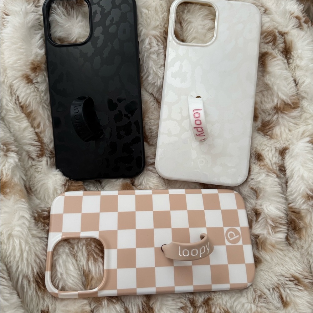 Loopy Case Checkered Designs -, White, Tan